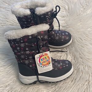 Apakowa Kids Girls Insulated Fur Winter Warm Snow Boots size 30 color gray